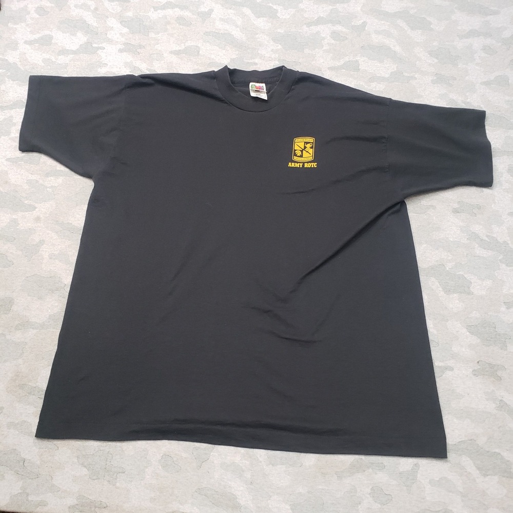 VTG Fruit of the Loom Army ROTC Shirt Mens XXL Black Single Stitch Military USA